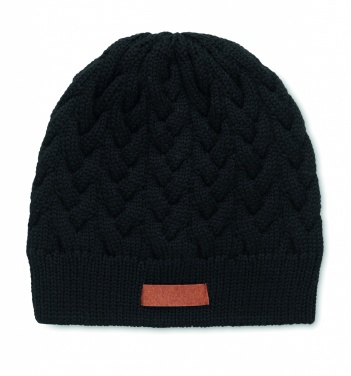 Logo trade promotional gifts picture of: Cable knit beanie in RPET