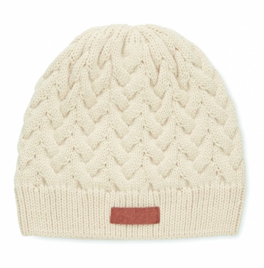 Logo trade promotional products image of: Cable knit beanie in RPET