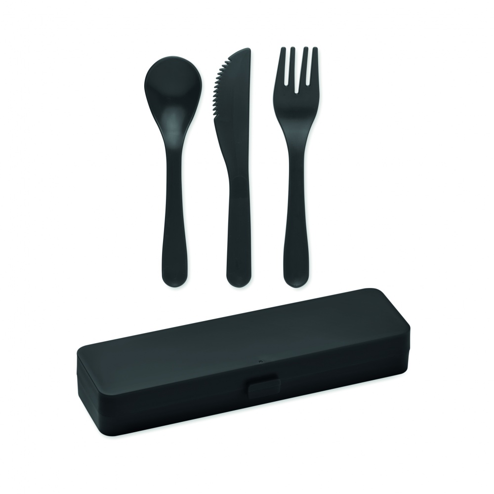 Logo trade business gift photo of: Cutlery set recycled PP