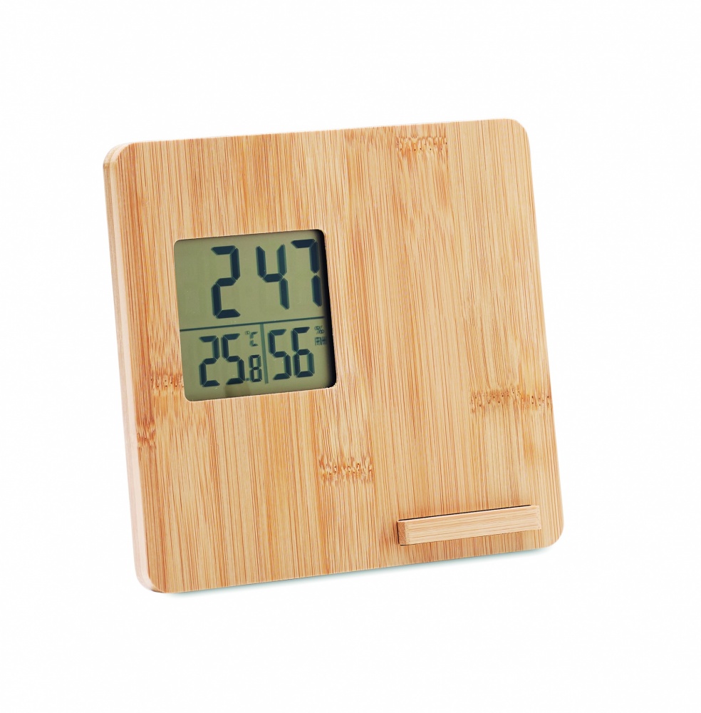 Logotrade business gift image of: Bamboo weather station 10W