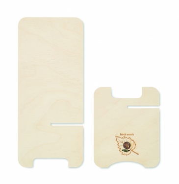 Logo trade promotional products image of: Birch Wood phone stand