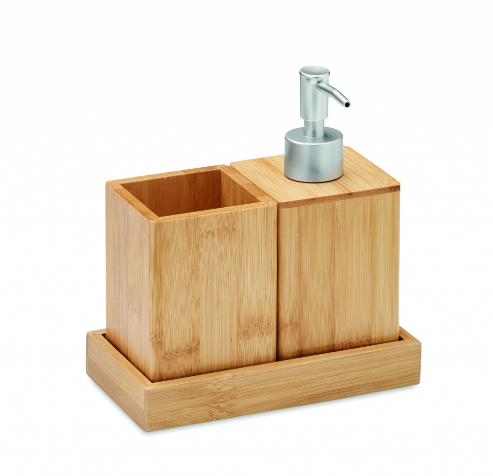 Logo trade promotional items image of: 3 piece bath set in bamboo