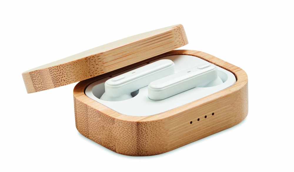 Logotrade promotional gift picture of: TWS earbuds in bamboo case