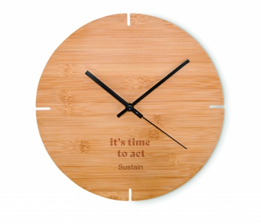 Logo trade promotional product photo of: Round shape bamboo wall clock