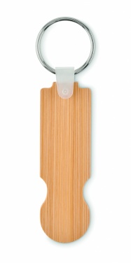 Logo trade advertising product photo of: Bamboo euro token key ring