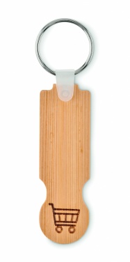 Logotrade promotional item image of: Bamboo euro token key ring Rauma