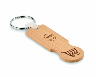 Logotrade promotional gift picture of: Bamboo euro token key ring Rauma