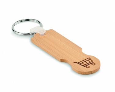 Logo trade promotional giveaways picture of: Bamboo euro token key ring Rauma