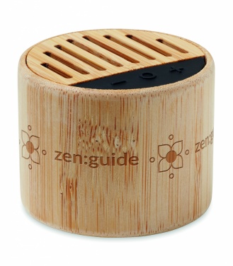 Logo trade business gift photo of: Round bamboo wireless speaker