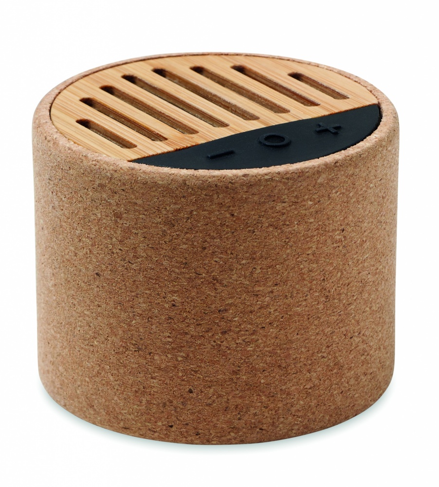 Logo trade promotional merchandise photo of: Round cork wireless speaker