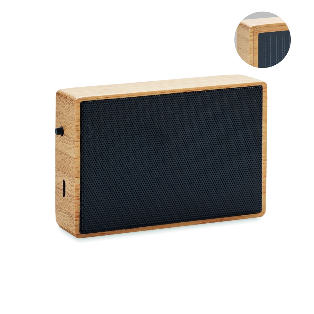 Logo trade promotional merchandise image of: Solar bamboo wireless speaker