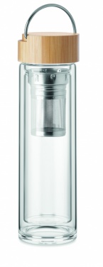 Logo trade promotional merchandise image of: Double wall glass bottle 400ml Berlin