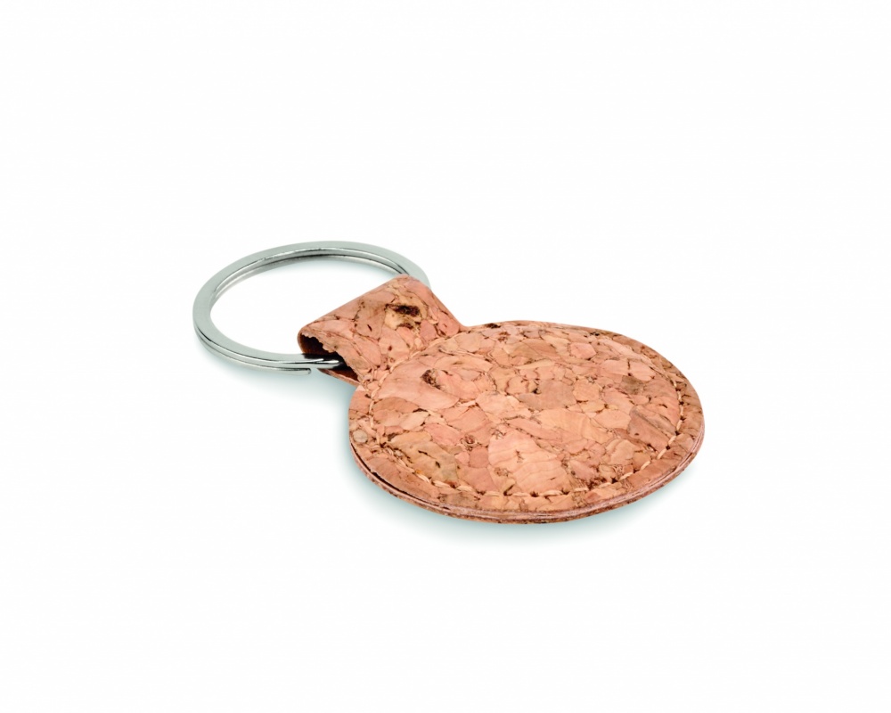 Logo trade business gifts image of: Round cork key ring Mikkeli