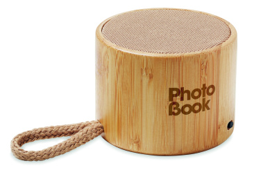 Logotrade promotional merchandise picture of: Round bamboo wireless speaker