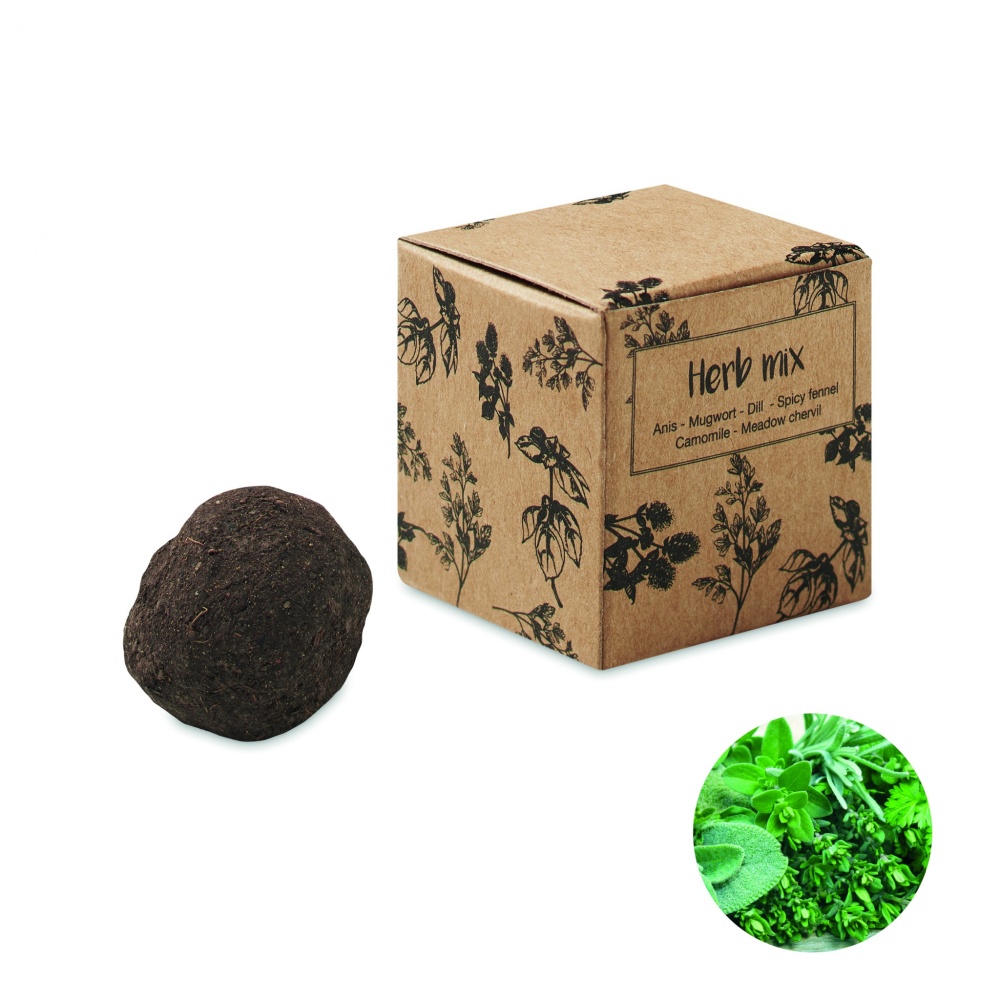 Logo trade corporate gifts image of: Herb seed bomb in carton box