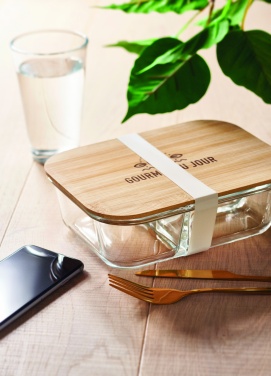 Logo trade corporate gifts picture of: Glass lunch box with bamboo lid