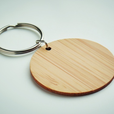 Logo trade promotional product photo of: Round bamboo key ring Pieksämäki