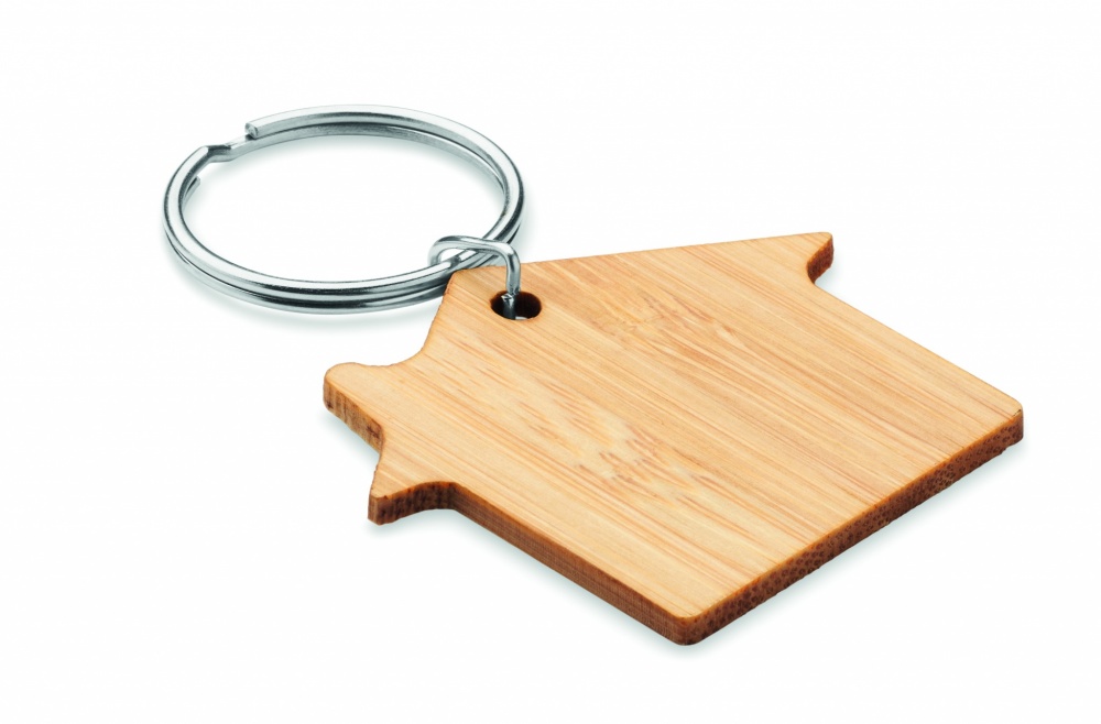 Logo trade promotional merchandise photo of: House shaped bamboo key ring