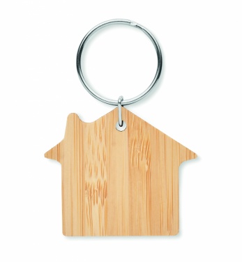 Logo trade promotional giveaways picture of: House shaped bamboo key ring