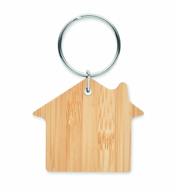 Logotrade advertising product image of: House shaped bamboo key ring