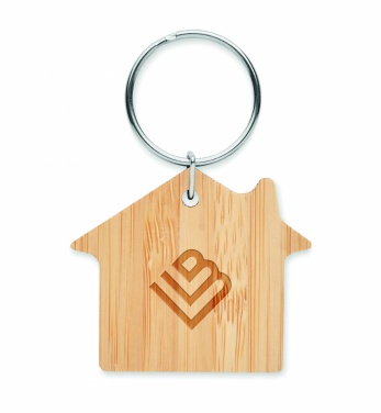 Logotrade promotional giveaway picture of: House shaped bamboo key ring