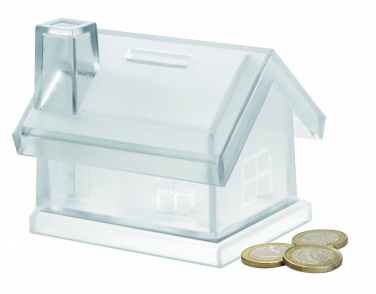 Logo trade promotional products image of: Plastic house coin bank