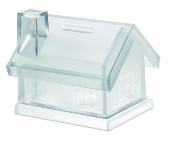 Logo trade corporate gifts image of: Plastic house coin bank