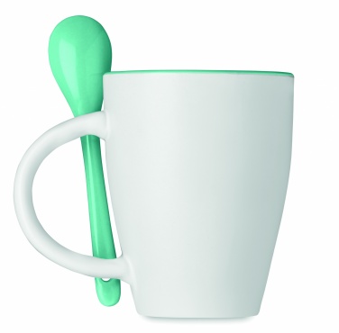 Logo trade promotional giveaways image of: Bicolour mug with spoon 250 ml