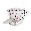 Playing cards in tin box, Matt Silver