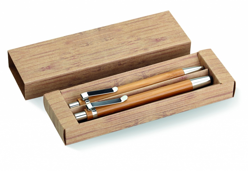 Logotrade promotional item image of: Bamboo pen and pencil set