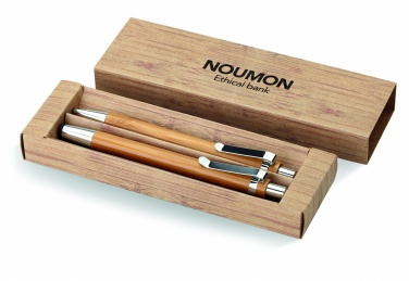 Logo trade advertising product photo of: Bamboo pen and pencil set