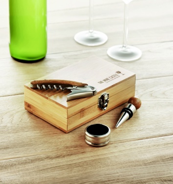 Logotrade business gift image of: Wine set in bamboo box