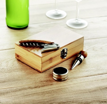 Logo trade business gift photo of: Wine set in bamboo box