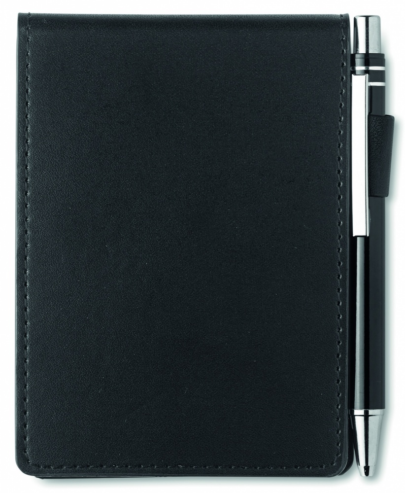 Logo trade promotional merchandise photo of: A7 notepad in PU pouch w/pen