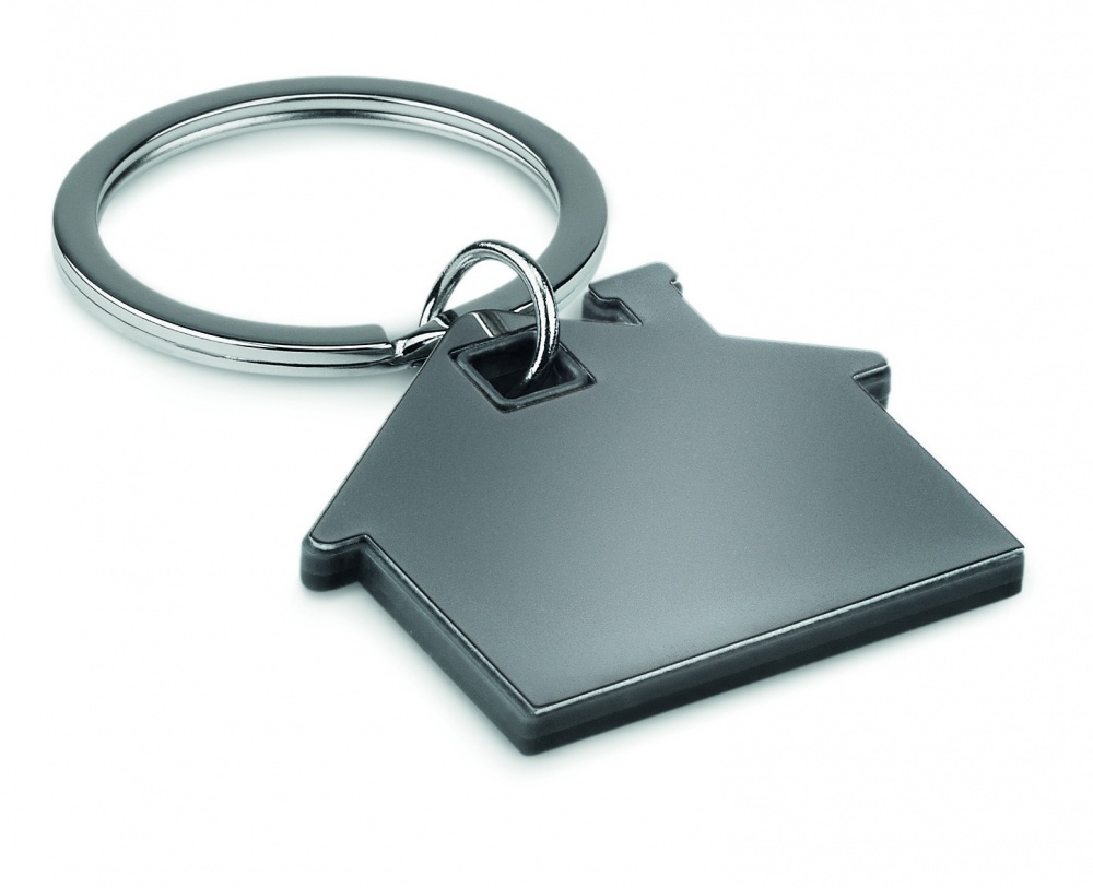 Logo trade promotional giveaways picture of: House shape plastic key ring