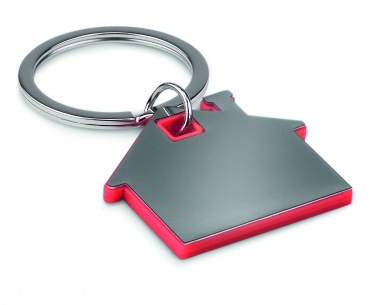 Logo trade promotional product photo of: House shape plastic key ring Rezekne