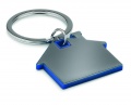 House shape plastic key ring, Royal Blue