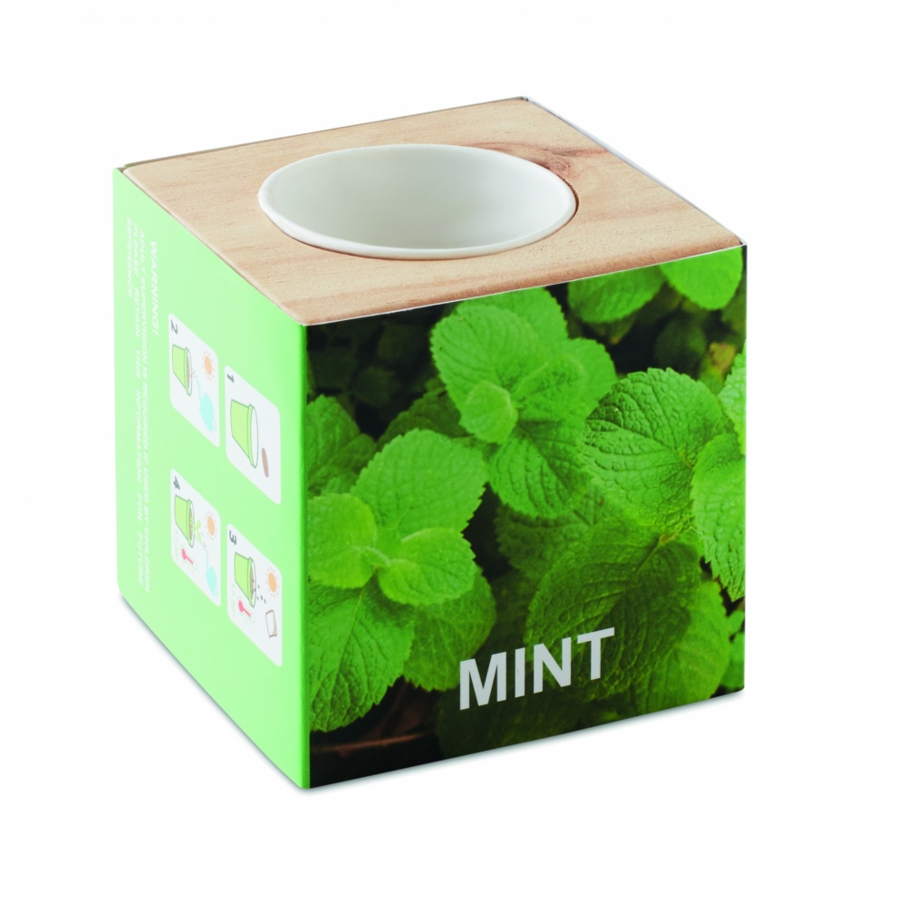 Logotrade promotional giveaway picture of: Herb pot wood "MINT"