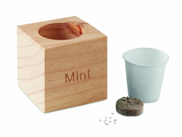 Logo trade advertising products picture of: Herb pot wood "MINT"