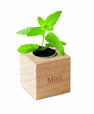 Logo trade promotional products image of: Herb pot wood "MINT"