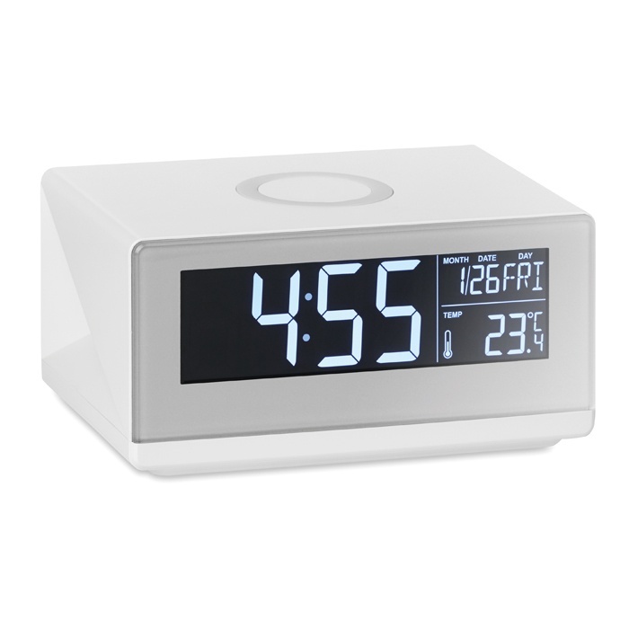 Logo trade promotional merchandise photo of: LED clock & wireless charger5W