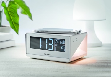 Logo trade promotional gift photo of: LED clock & wireless charger5W