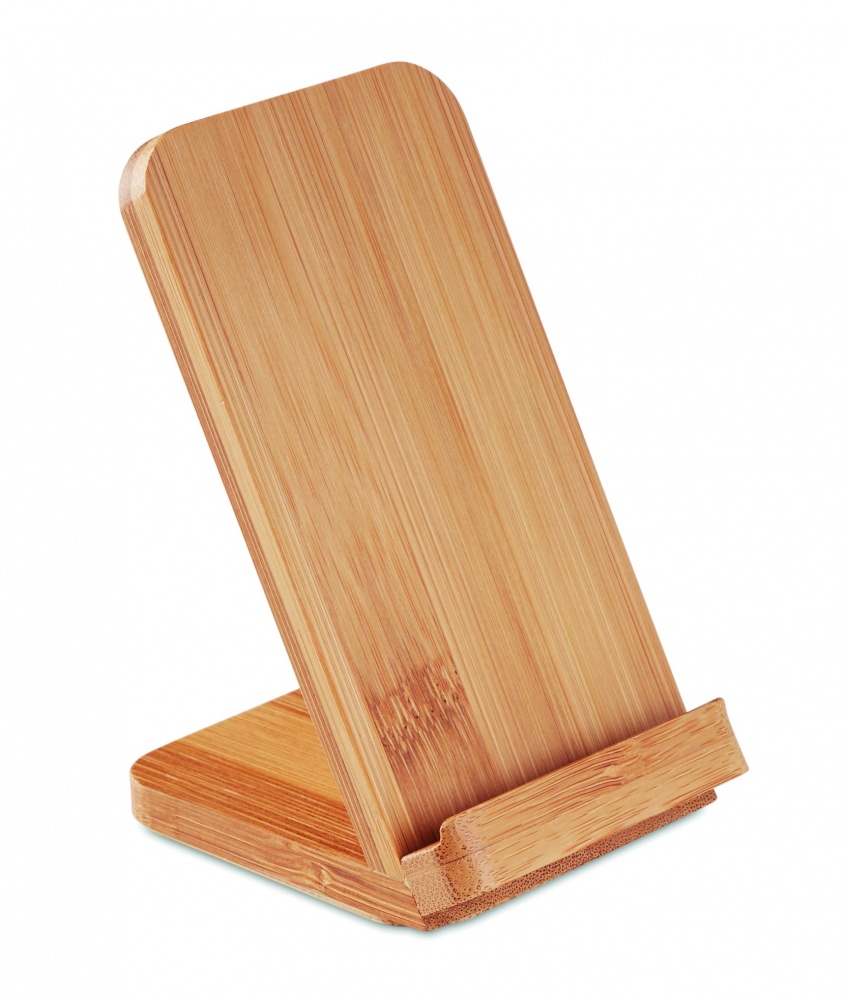 Logo trade business gifts image of: Bamboo wireless charge stand 5W WIRESTAND