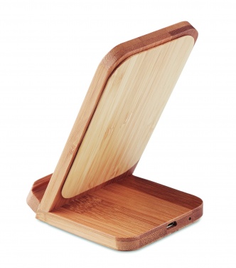 Logotrade promotional gift picture of: Bamboo wireless charge stand 5W WIRESTAND