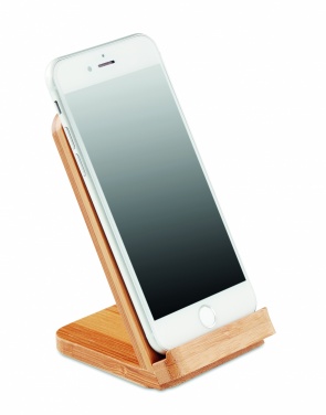 Logotrade promotional merchandise picture of: Bamboo wireless charge stand 5W WIRESTAND