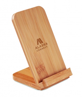 Logo trade promotional giveaways image of: Bamboo wireless charge stand5W