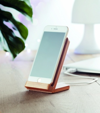 Logo trade promotional items image of: Bamboo wireless charge stand 5W WIRESTAND