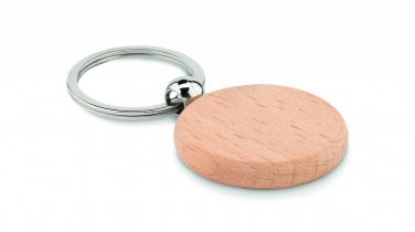 Logo trade corporate gifts image of: Round wooden key ring Saldus