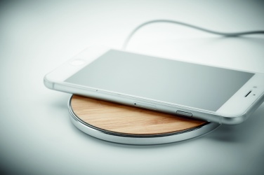 Logo trade corporate gifts image of: Bamboo wireless charger 10W