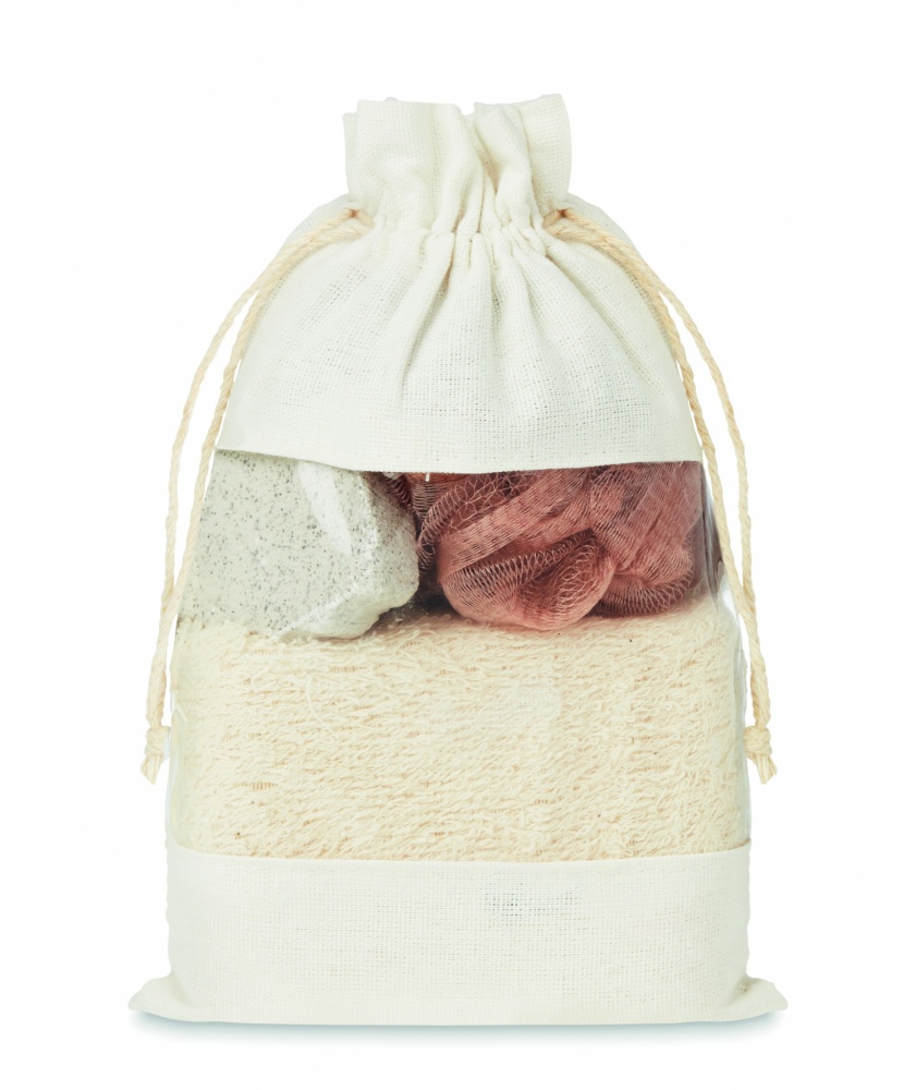 Logo trade promotional giveaways image of: Bath set in cotton pouch